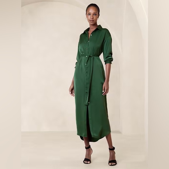 Banana Republic Factory Dresses & Skirts - Banana Republic Factory Green Tie Waist Maxi Shirtdress XXSP